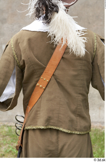  Photos Historical Musketeer in cloth armor 2 16th century Historical Musketeer Historical clothing brown jacket leather belt upper body white collar 0003.jpg